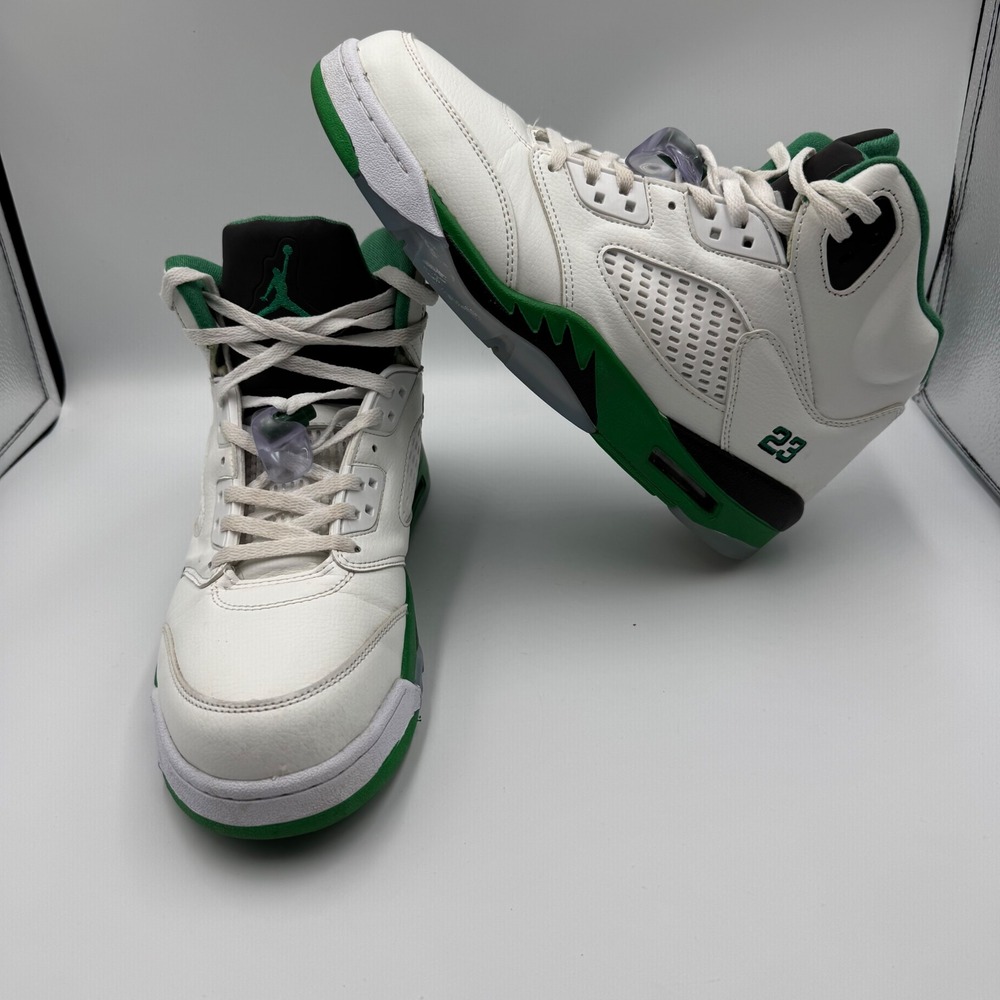 Jordan Sneakers Mens 11 White Green Retro 5 Green Bean DD9336-103 High Top